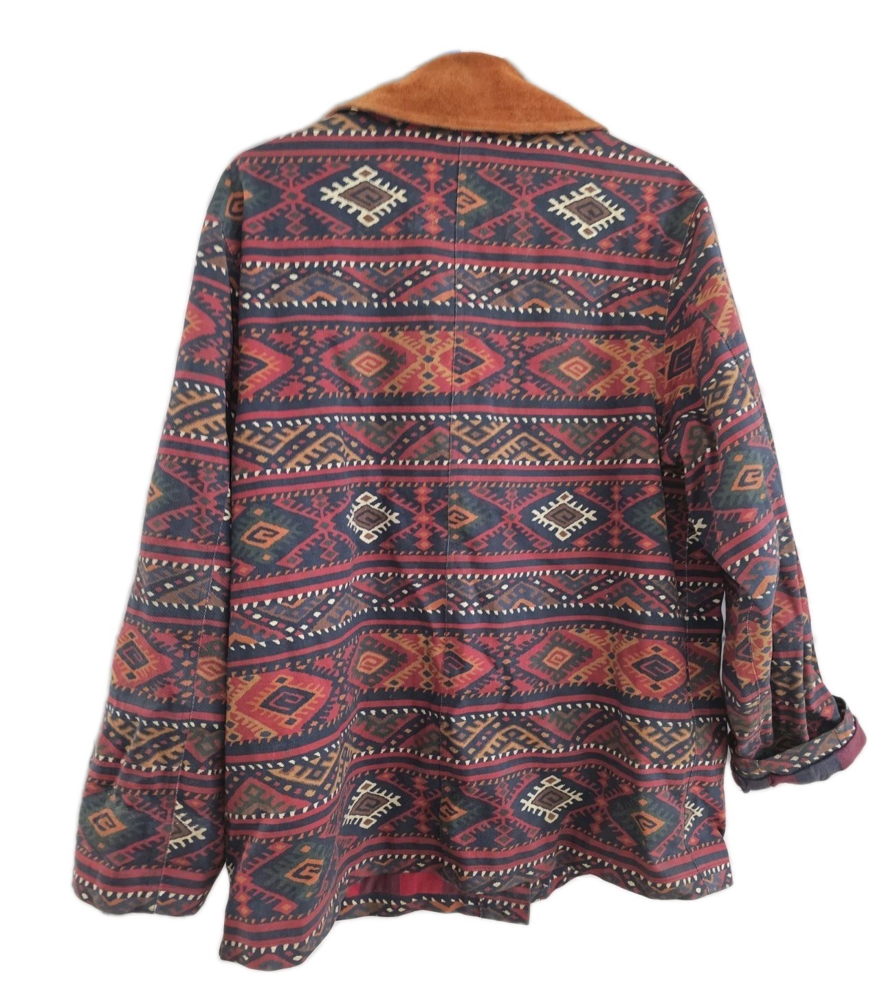 Cambridge Dry Goods Southwest Aztec Jacket Flannel Lined Suede Geometric 1980s