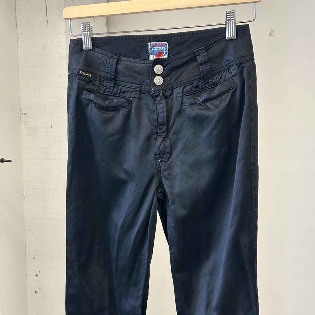 Vintage 2000s Diesel Females Black Satin Low Rise Pants