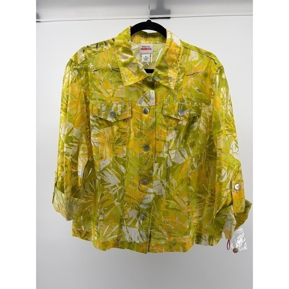 Ruby Rd Yellow, Mother of Pearl Button Down LS, Casual Dress, Women’s Sz 18