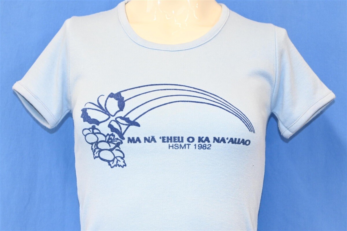 vintage 80s MA NA EHEU O KA NA’AUAO HSMT 1982 HAWAII RIB KNIT SHIRT WOMEN’S XS