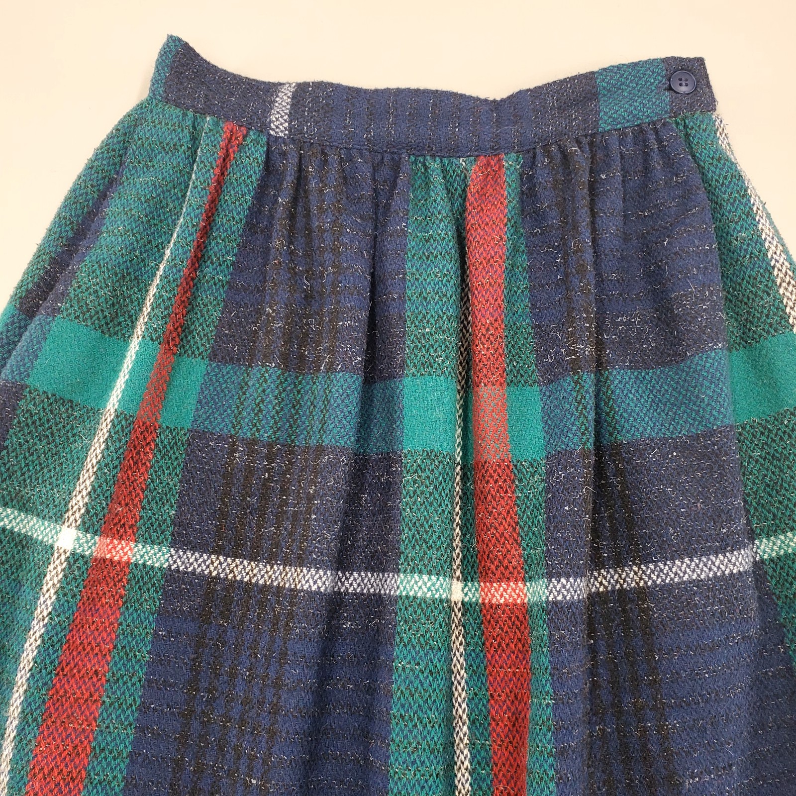 Vintage 70s College Town Plaid Midi Skirt Prep Retro School Girl XXS Academia