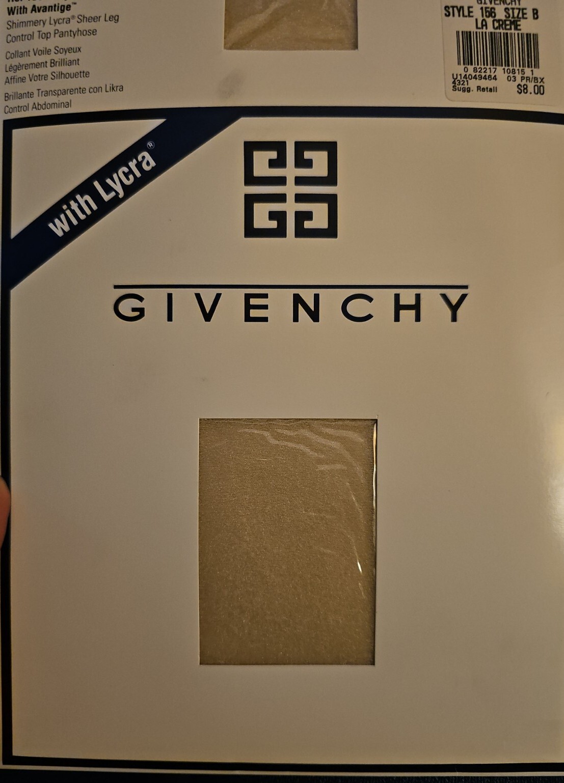 NOS Givenchy Body Gleamers La Creme B Shimmery Sheer Leg Control Top Pantyhose