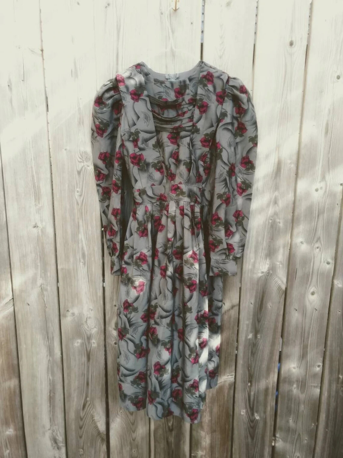 Amish Mennonite Dress Old Colony Girl Women XS 28″B 22″W Gray Pink Purple Rose