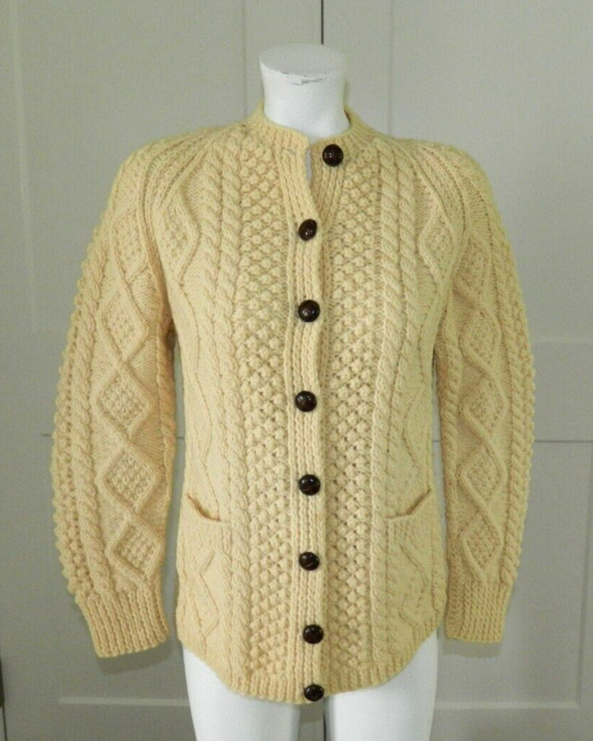 NEW VTG. United Knitwear Co. Hand Knitted In Ireland, All Wool sz S