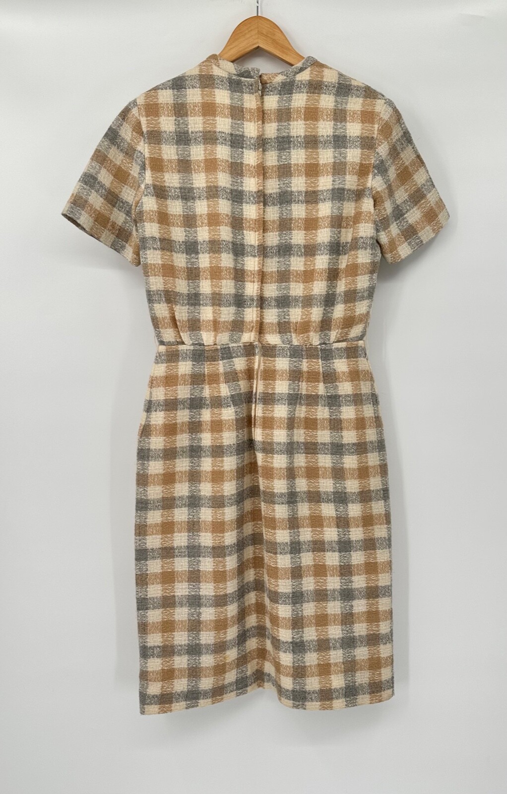 Vintage 60’s / 70’s Parade NY Women’s Bouclé Sheath Dress Bias Plaid Size S/M