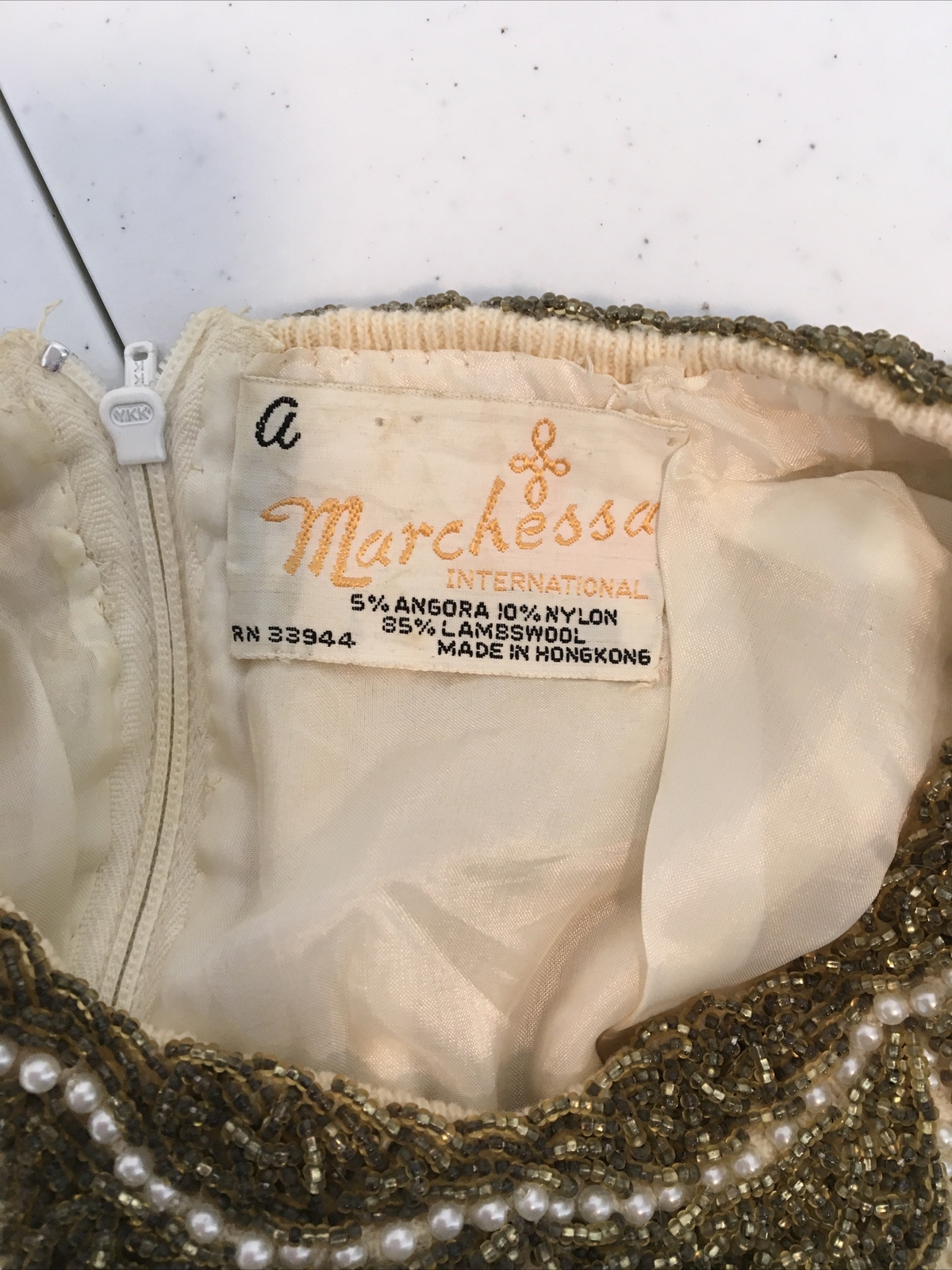 Vintage 60s Marchessa Tank Top Beaded Blouse international Angora and Lambswool
