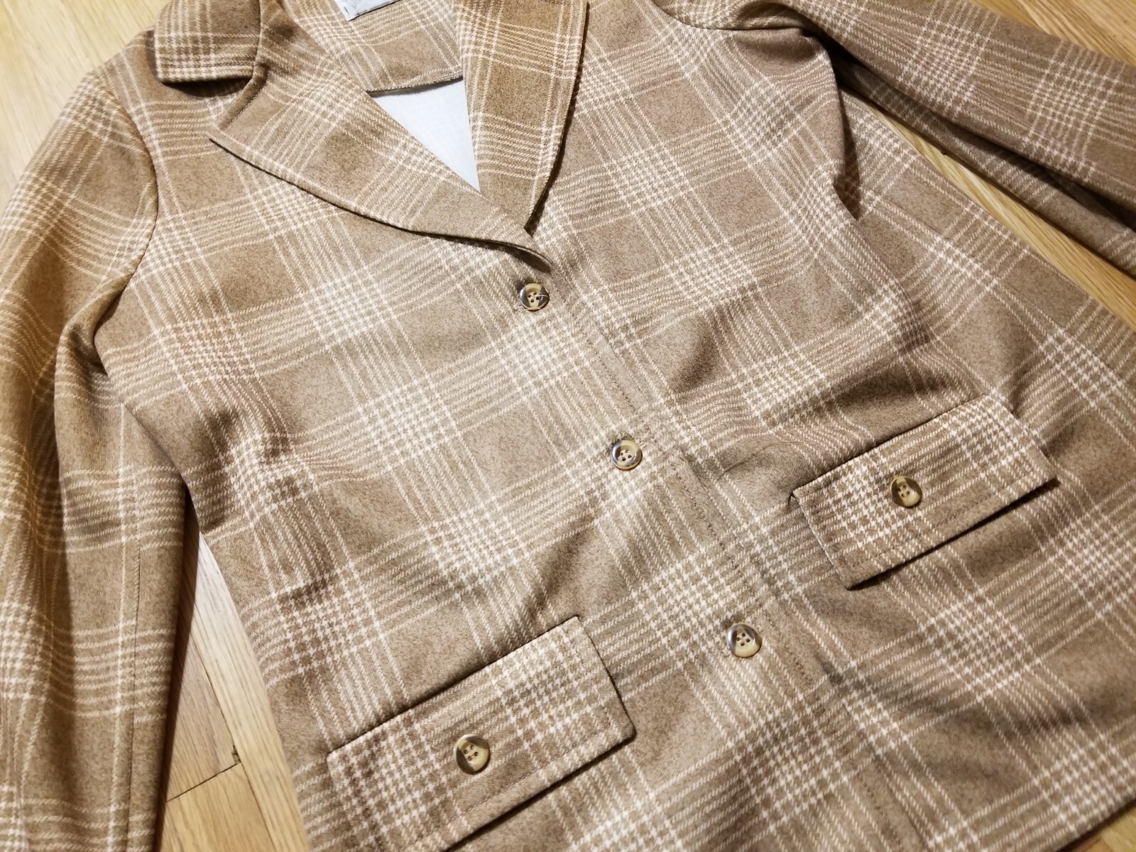 NOS Vintage 1970 Donovan Galvani Pant Suit Size 18 Womens 3 Pc Plaid Double Knit
