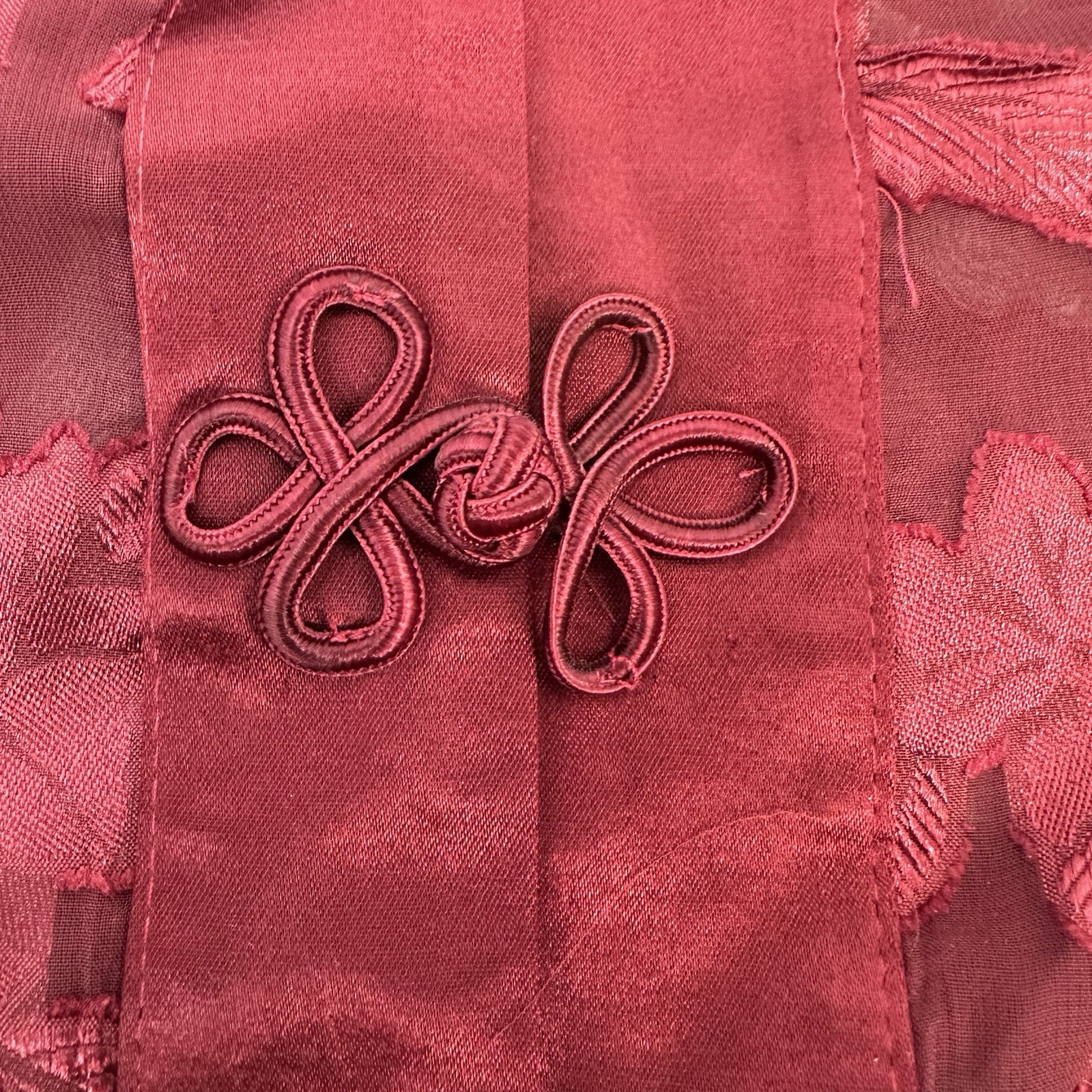 VTG Wayne Diamond Burgundy Cheongsam InspiredSheer DusterFrog Closure USA 8 READ