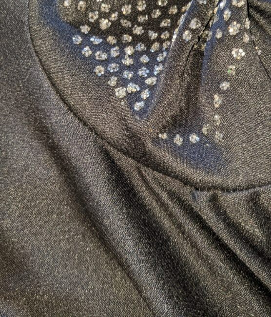 Vtg 1980s Black Sparkle Evening Cocktail Dress Size 8 Shoulder Pads