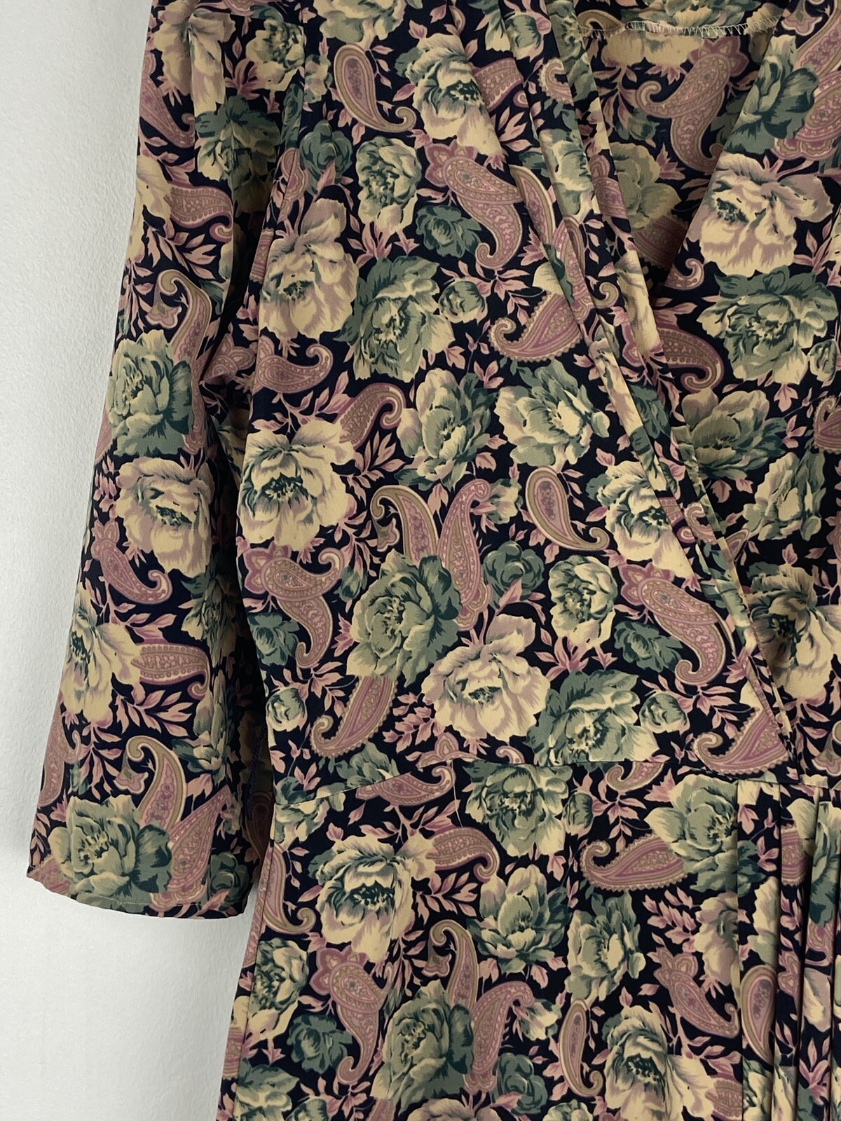 VTG 80’s Alexis Fashions Multicolor Pleated Paisley Shoulder Pads Dress Size 10