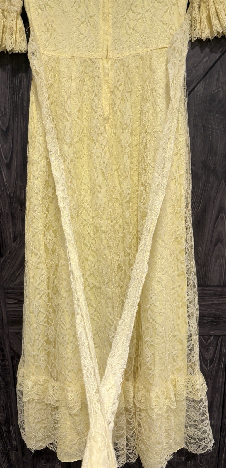 Vintage J.C. Penney Yellow 70s Edwardian Party Prom Dress Gown Sz 7/8 Beautiful!