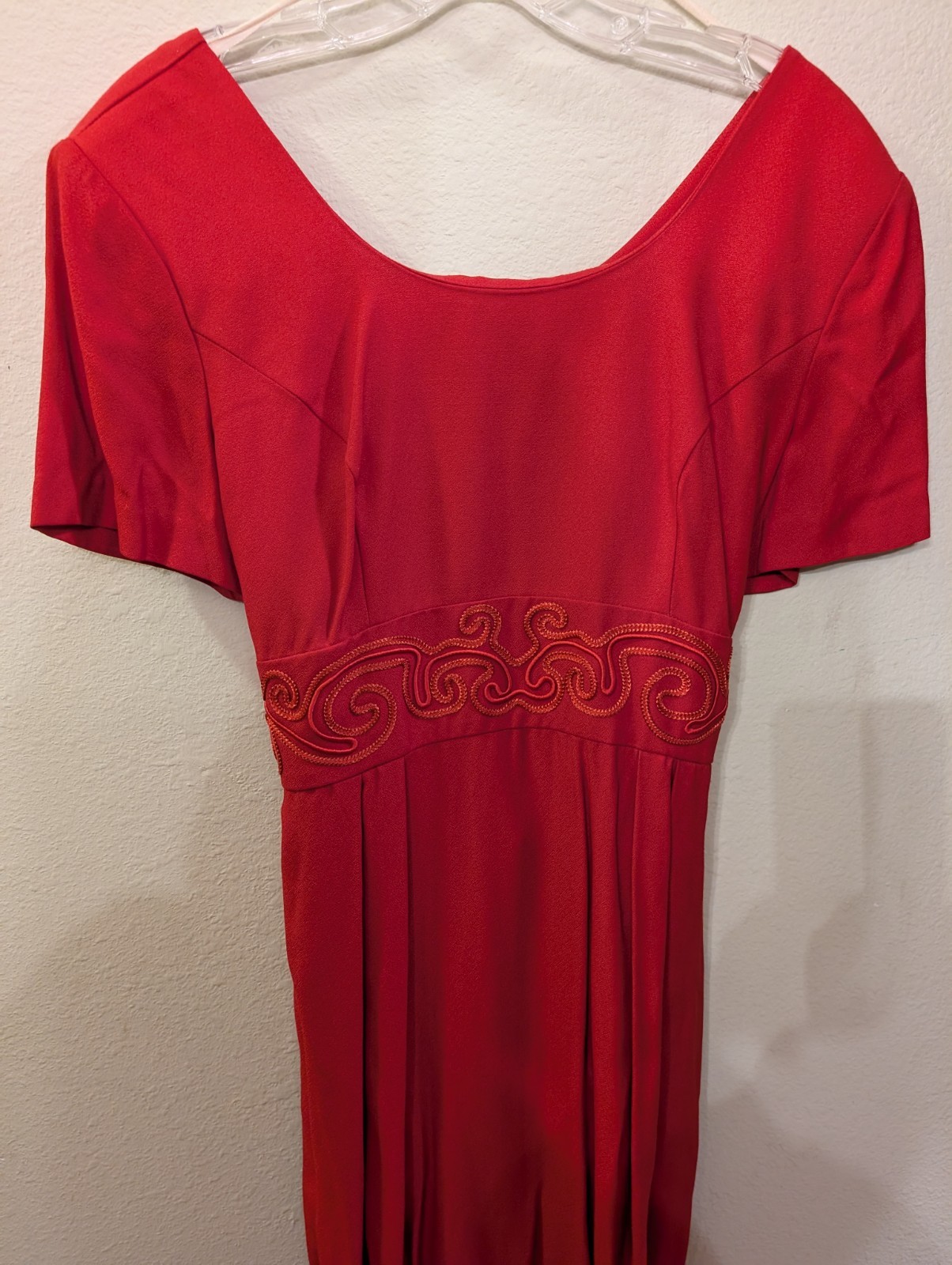 Women’s Vintage Below Knee Formal Slitted Dress Size 10, 1990s High Waist