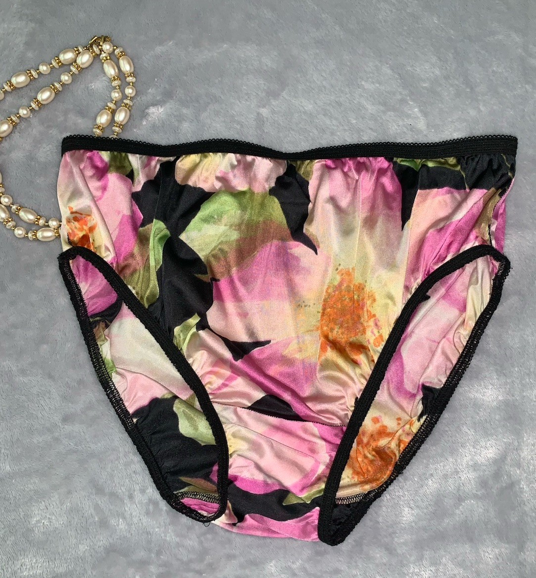 Vtg Shiny Nylon Hi-Cut Bikini Panties Dbl Nylon Gusset XL 8 OOAK Custom Made