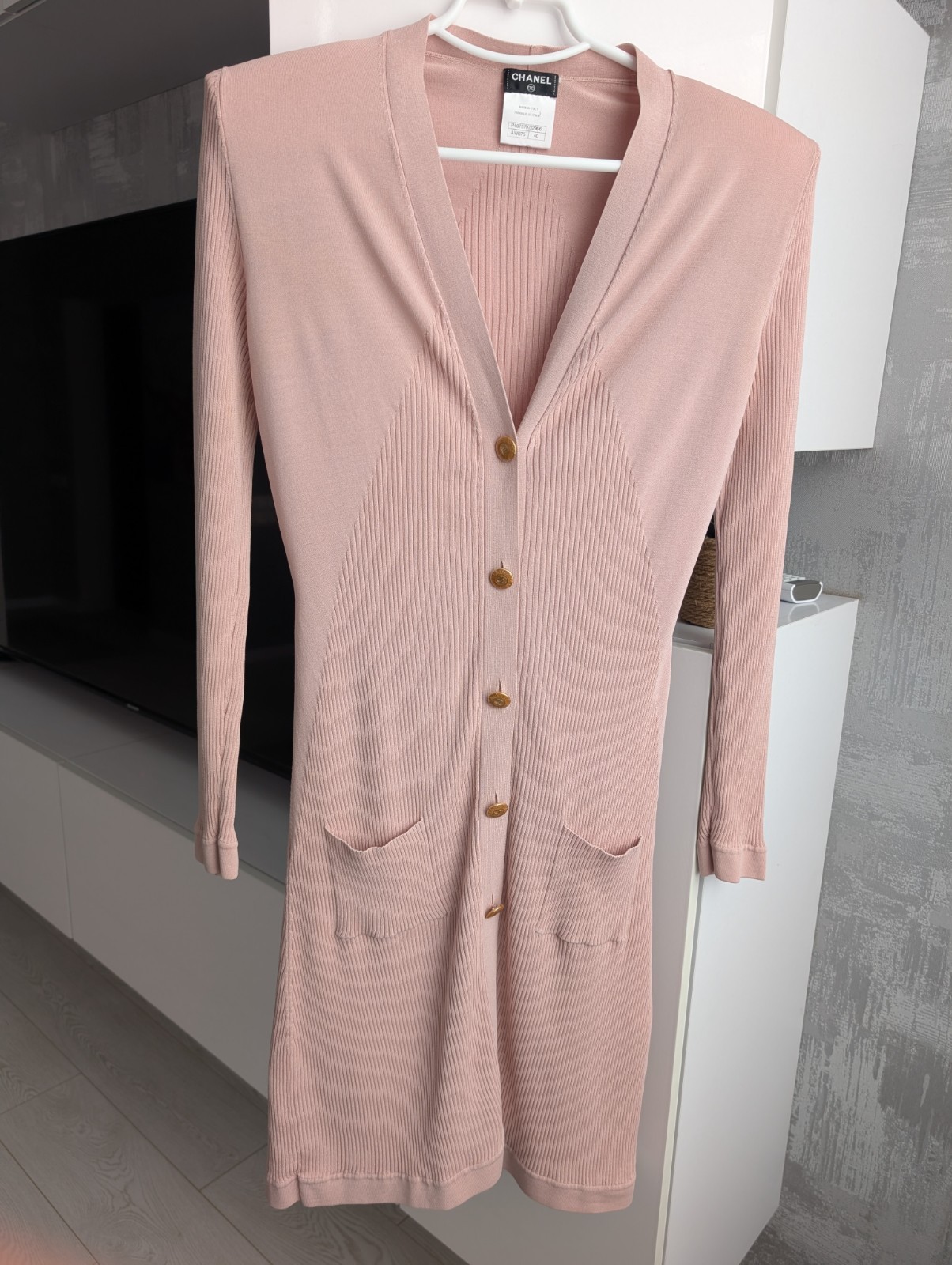 Chanel CC Button Cotton Silk Knit Long Sleeves Cardigan Sweater Jacket Jumper 40
