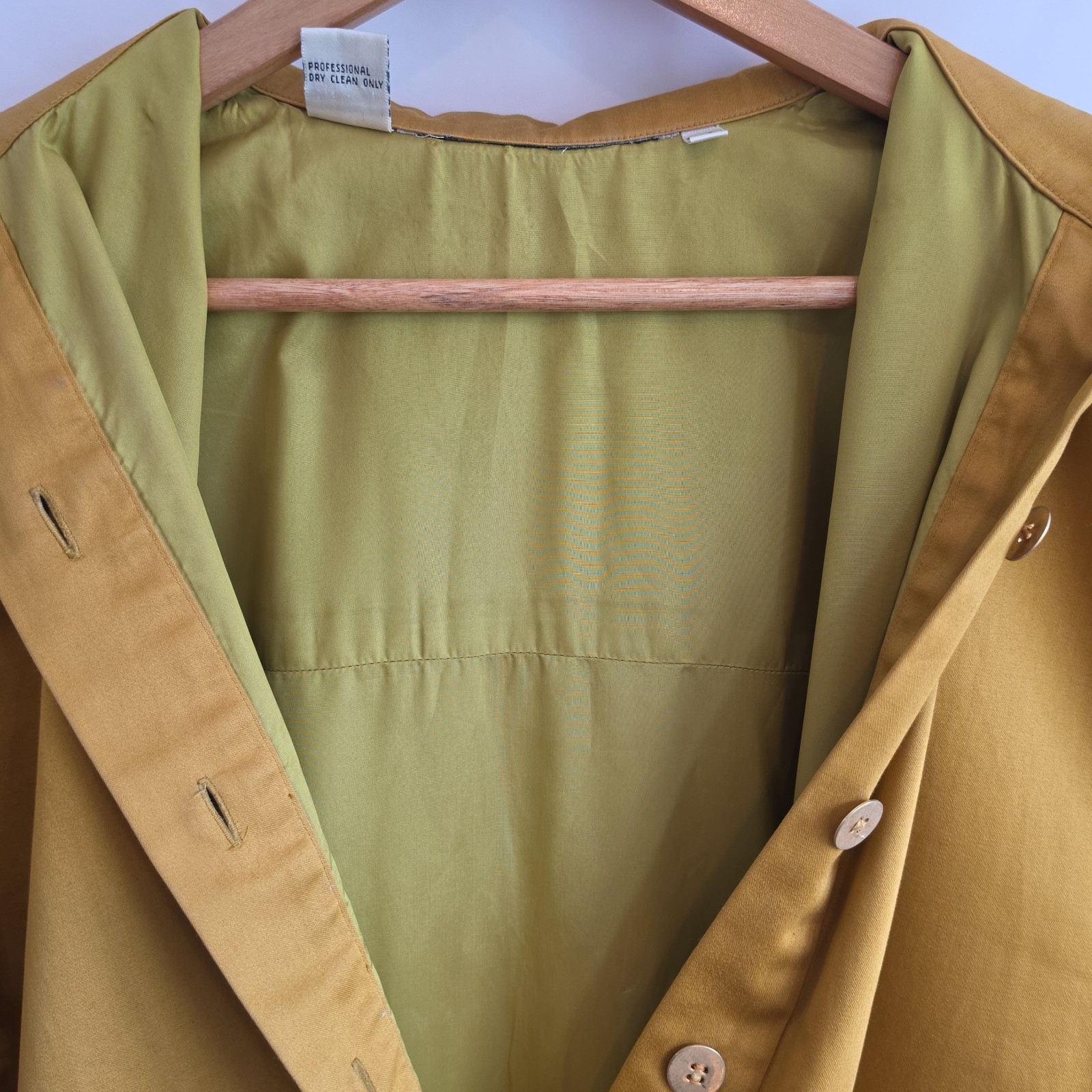 Vintage Bill Blass Mustard Yellow Popover Shirt Dress Oversized Utility Lined 10