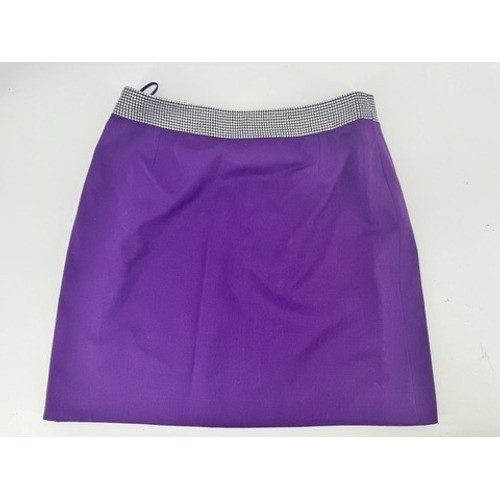 Gianni Versace Couture Mini Skirt Women 42 Purple Wool Crystal Vintage Italy