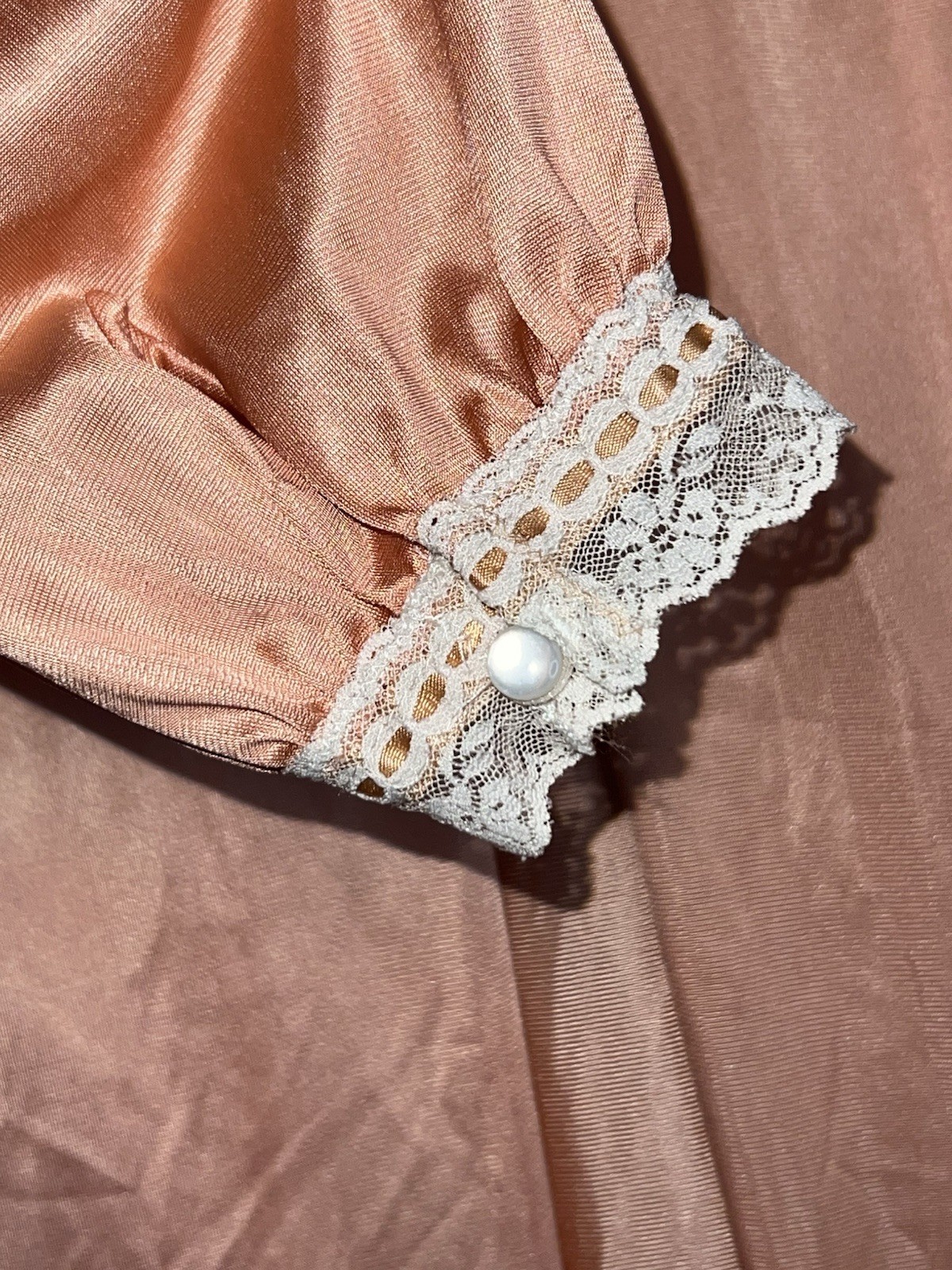 Vintage Pin-up 50”s Henson Kickernick Peach Lace Babydoll Nightgown Robe Set Sm