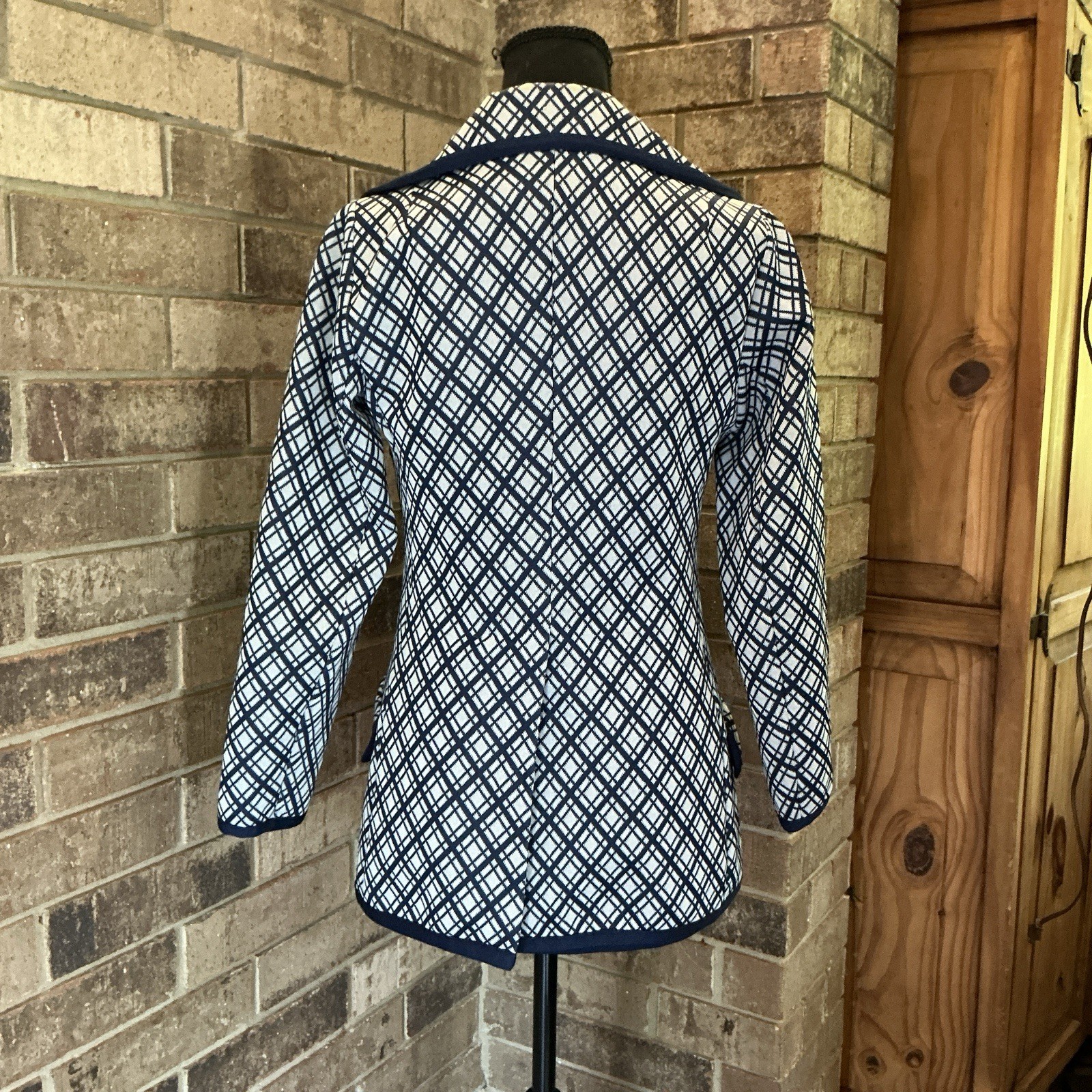 Vintage JCPenney Fashions 2-Pc Set Plaid Jacket & Navy Vest Dress Size 10 #63F4