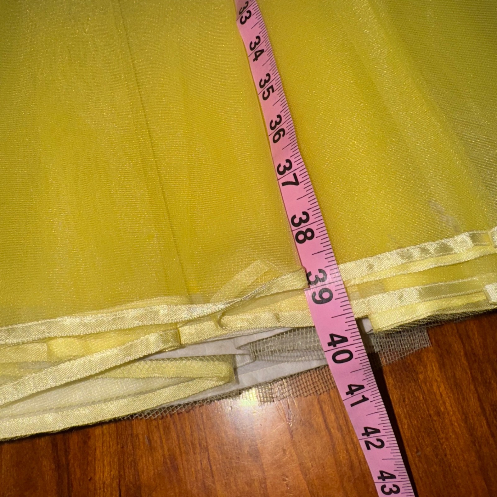 VTG 50s Tulle Gown Prom Dress Yellow Cupcake Illusion Neckline Cotillion XS