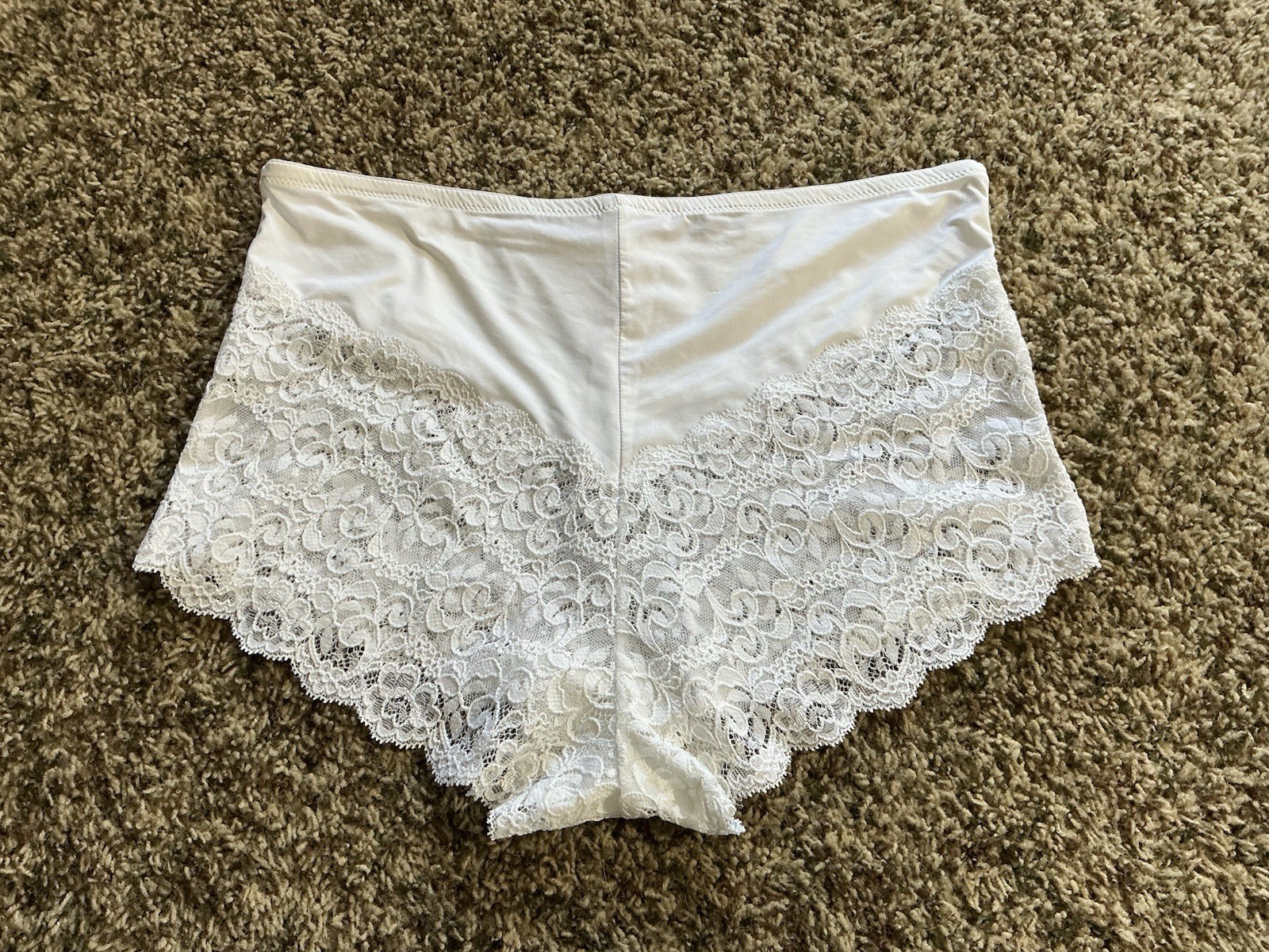 Vintage JC Penney Delicates All Over Lace Boy Short Panties White Plus Size 9