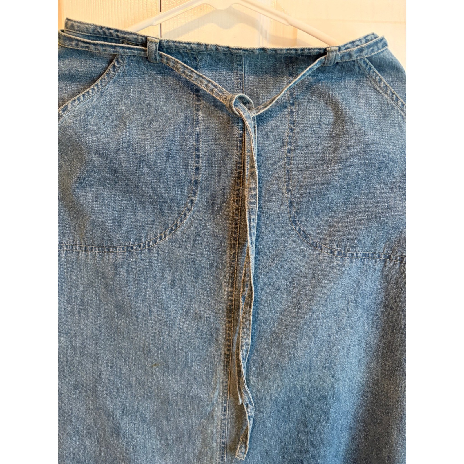 Vintage St Johns Bay Denim Maxi Skirt Womens 6 Blue Cotton 90s Side Zip Long