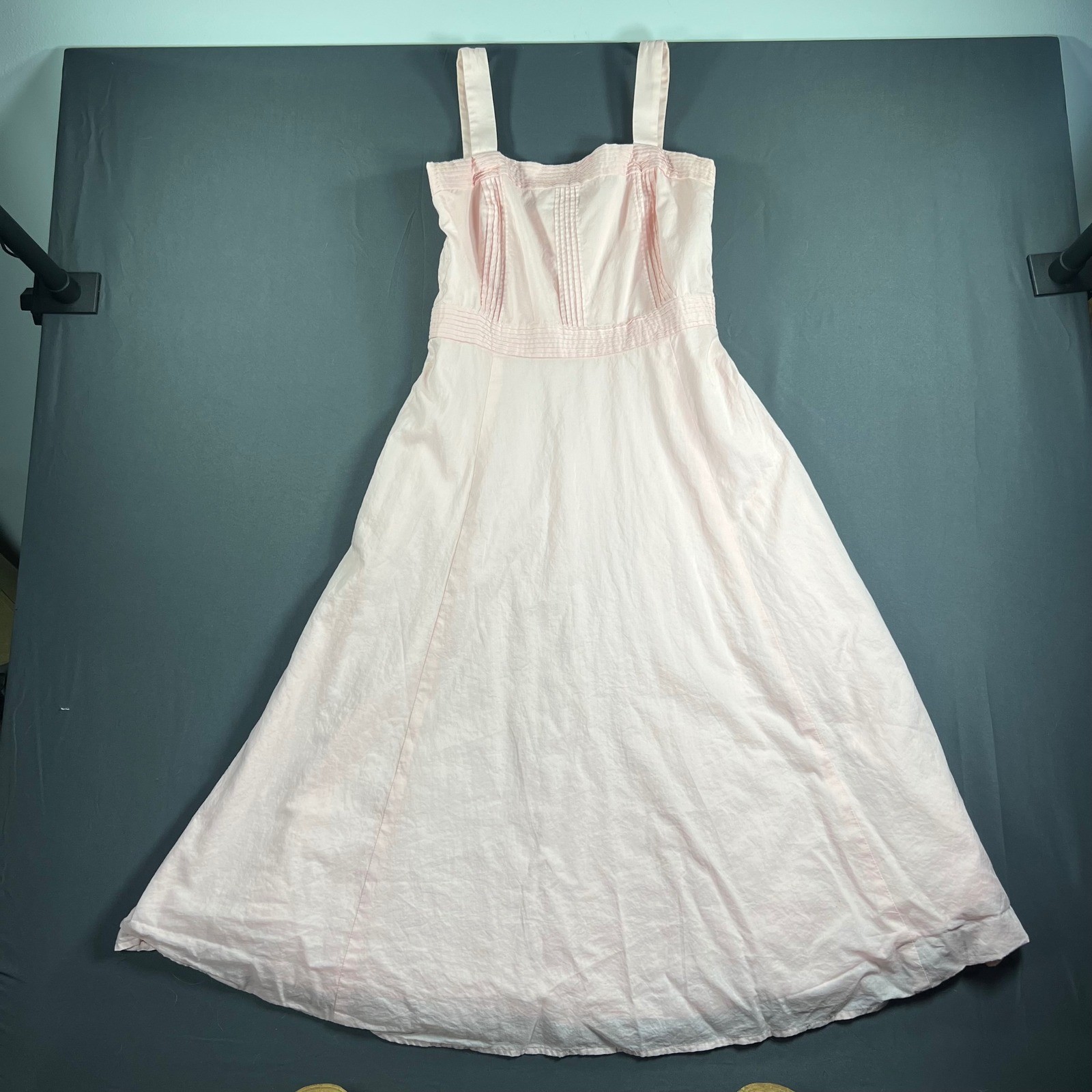 Yves Cossette Depeche Mode Vintage Pink Cotton Pintuck Midi Dress Womens 6