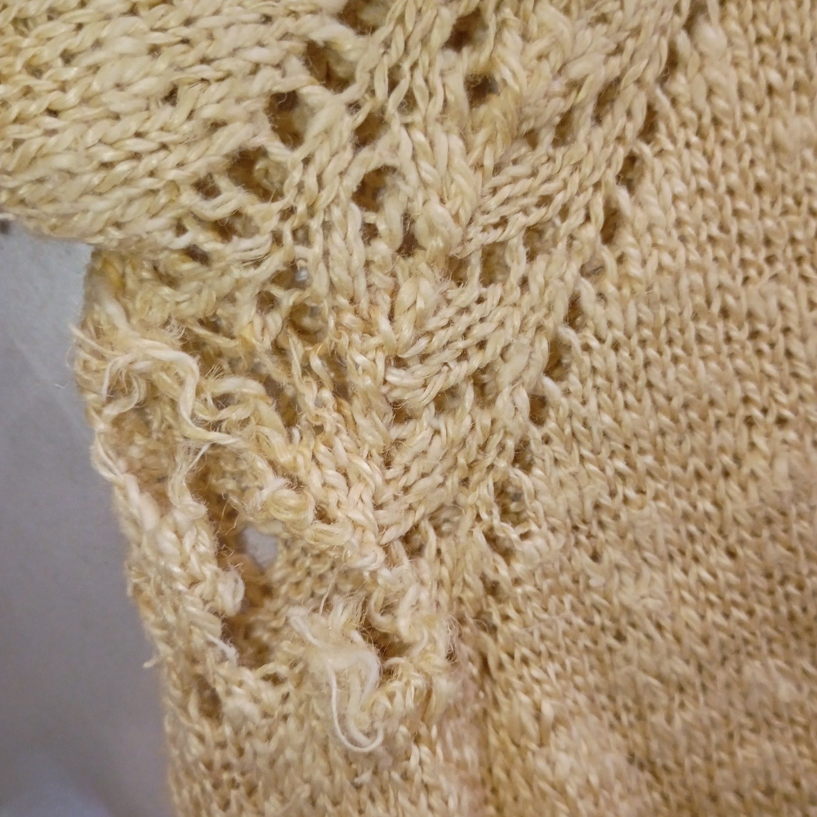 Vintage Handmade Pointelle Knit Cardigan Dress Oatmeal Beige Longline Midi XL