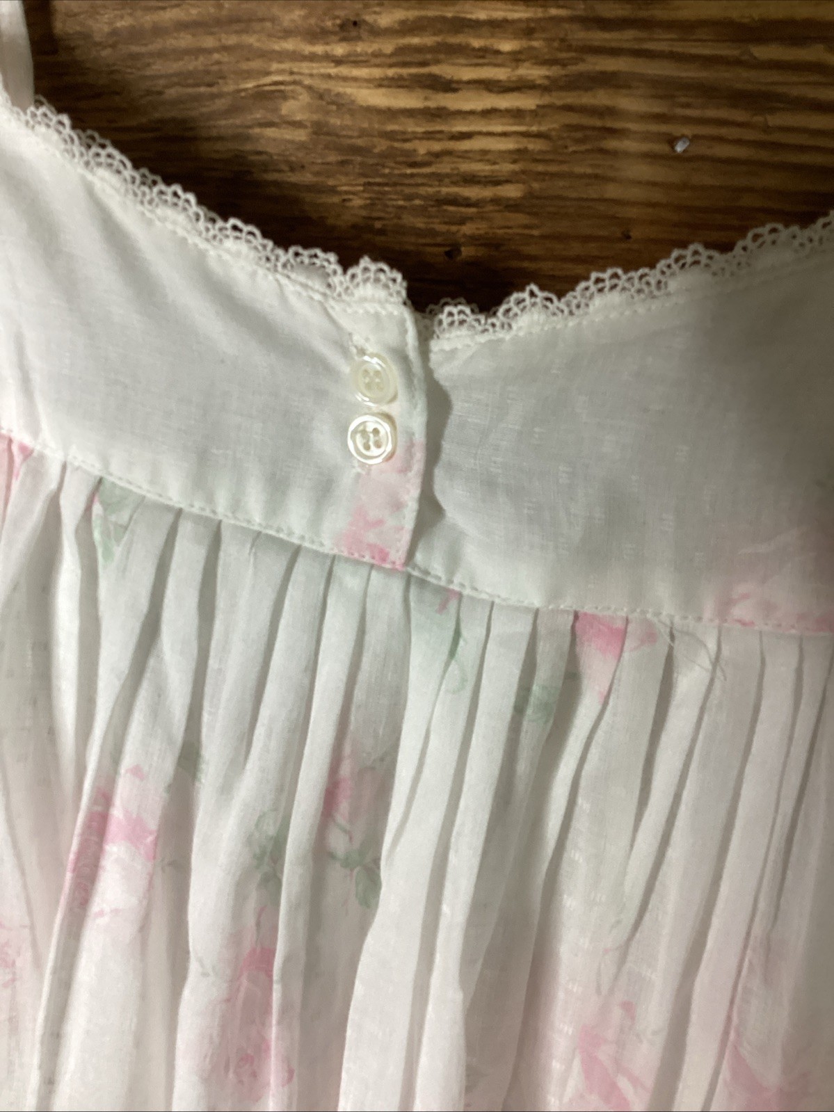 Vtg 85’ Eileen West Queen Anne’s Lace Floral Cotton Sleeveless Nightdress PXS