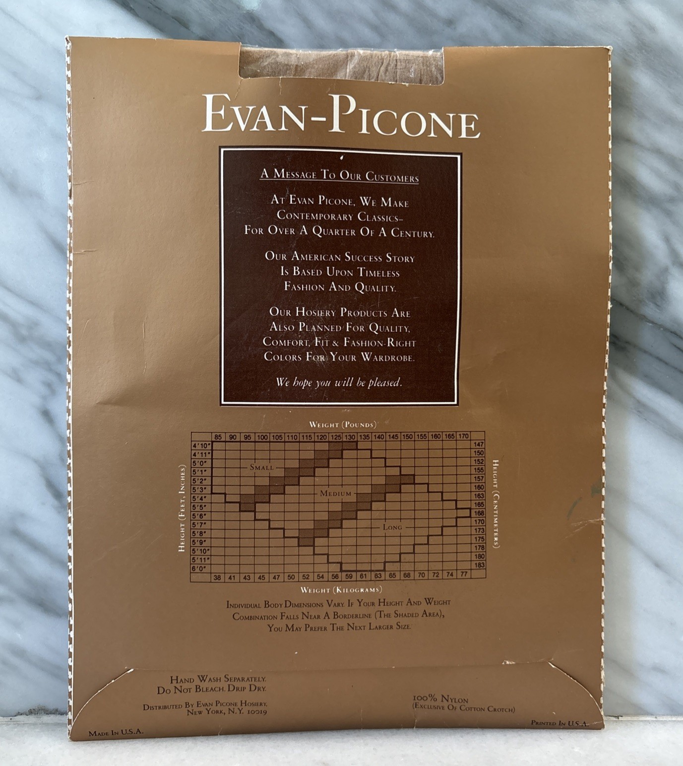 Vintage Evan-Picone Pantyhose NUDE 181 Long Control Top Cotton Shield Sandalfoot