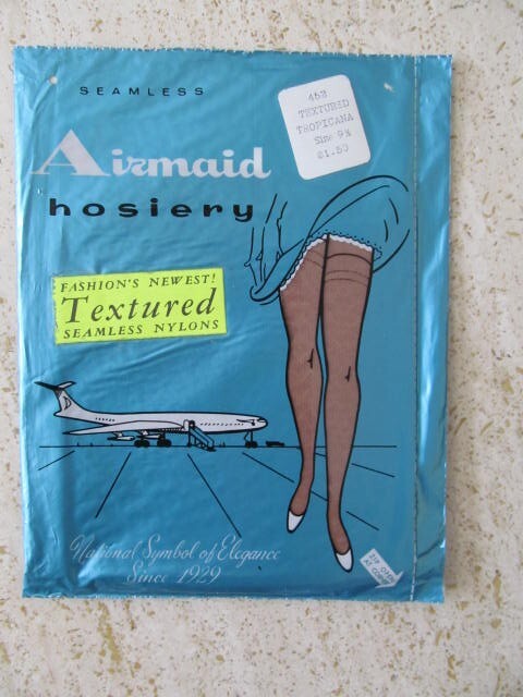 Airmaid Hosiery (#452) Beige Nude Textured Tropicana Seamless Nylons VTG