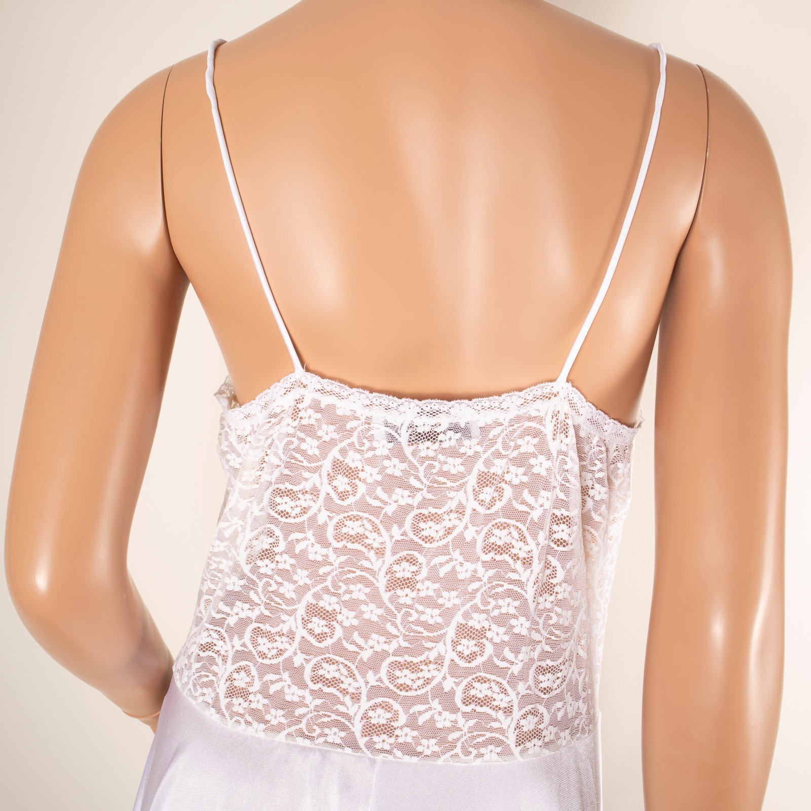 VTG VASSARETTE Peignoir Set White LARGE Stretch Lace Bodice Gown & Robe Bridal