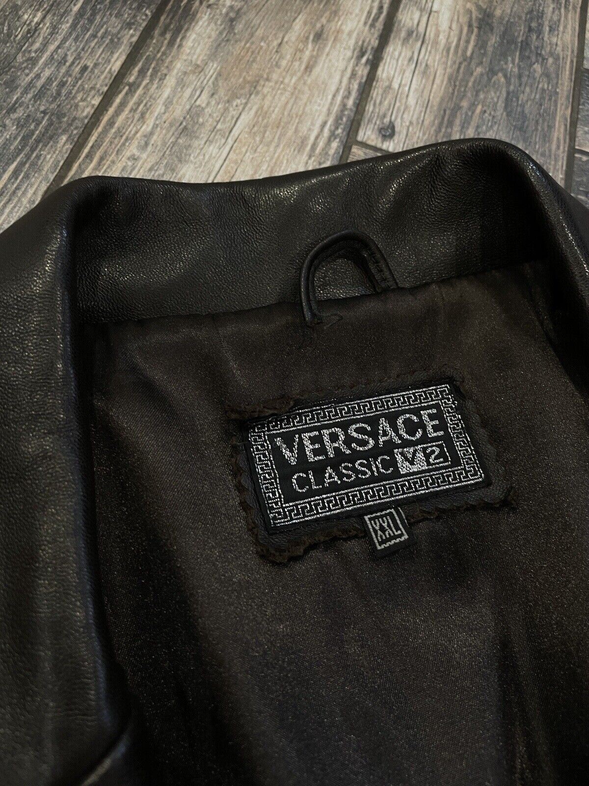 Vintage Versace Classic V2 Leather Brown Blazer Jacket Size 2XL