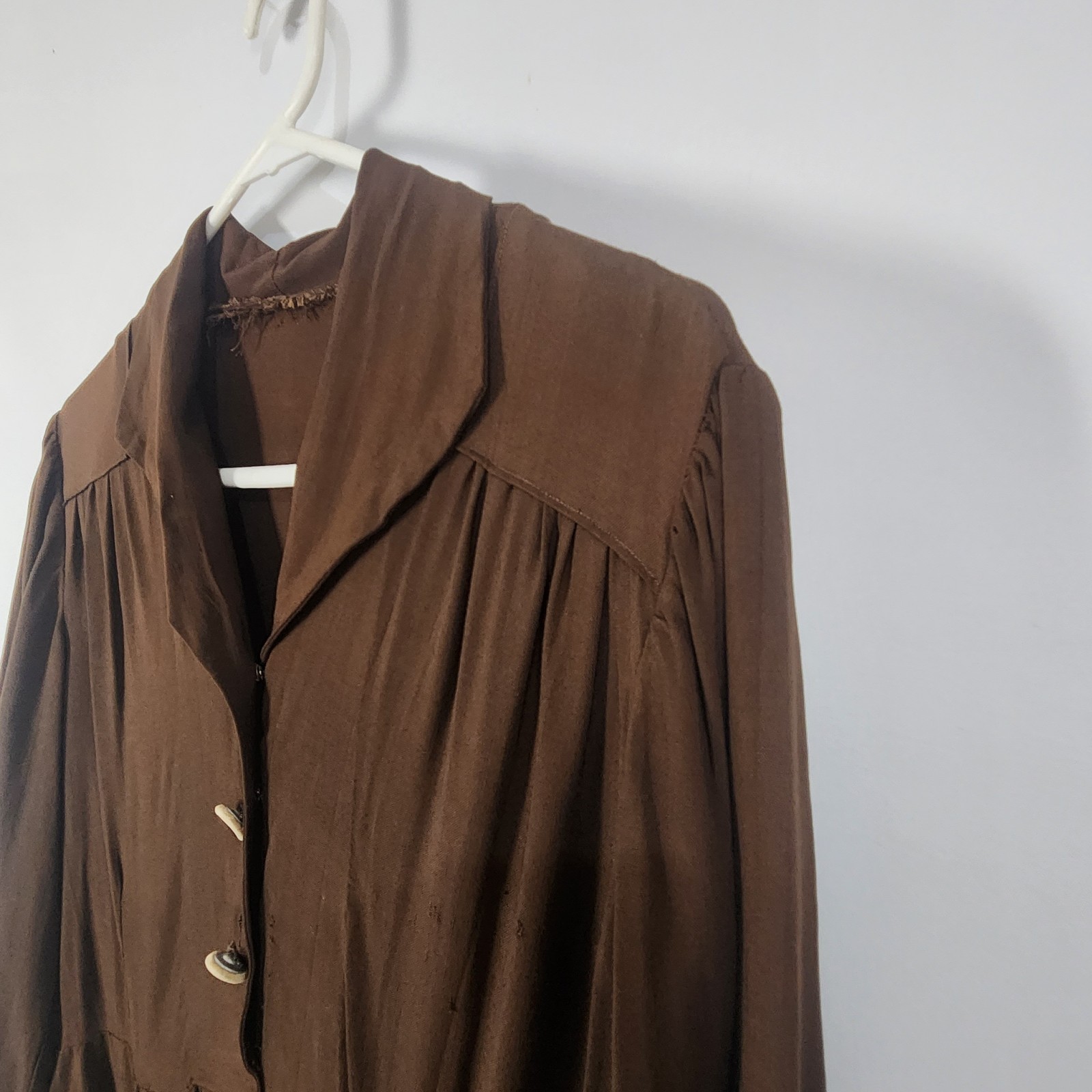 Original 40s Brown Dress M Hollywood Glamour WWII Pinup Land Girl Swing Dance