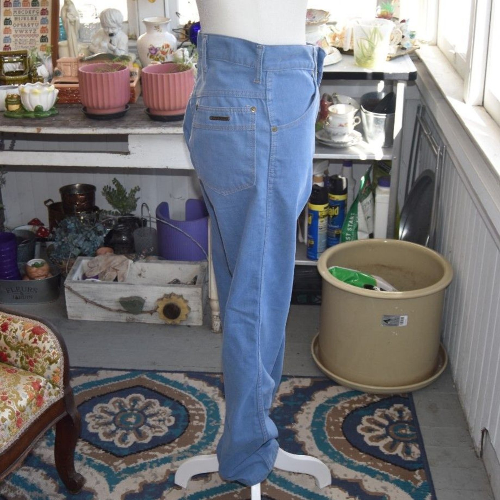 Vintage 70s Tour de France Light Blue Denim Jeans France 30×31 Mod