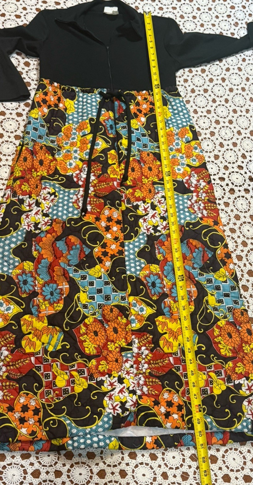 Vintage 60s 70s long sleeve hostess maxi dress Floral Go Go Hippie Boho As Is