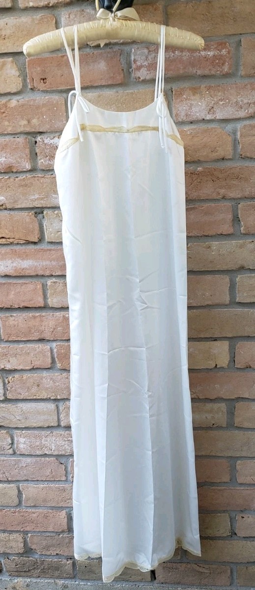 VTG Zandra Rhodes White Gown Dress Sz P Designer Semi-Sheer Union Tag USA FLAWS