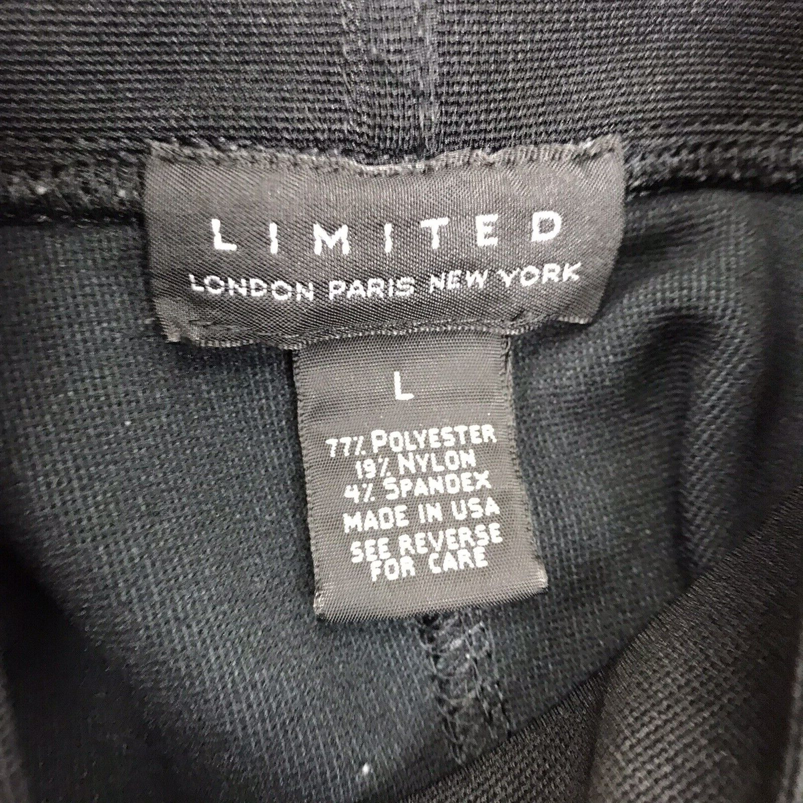 Vtg Limited London Paris New York black Ribbed popover dress Size L USA Made LBD