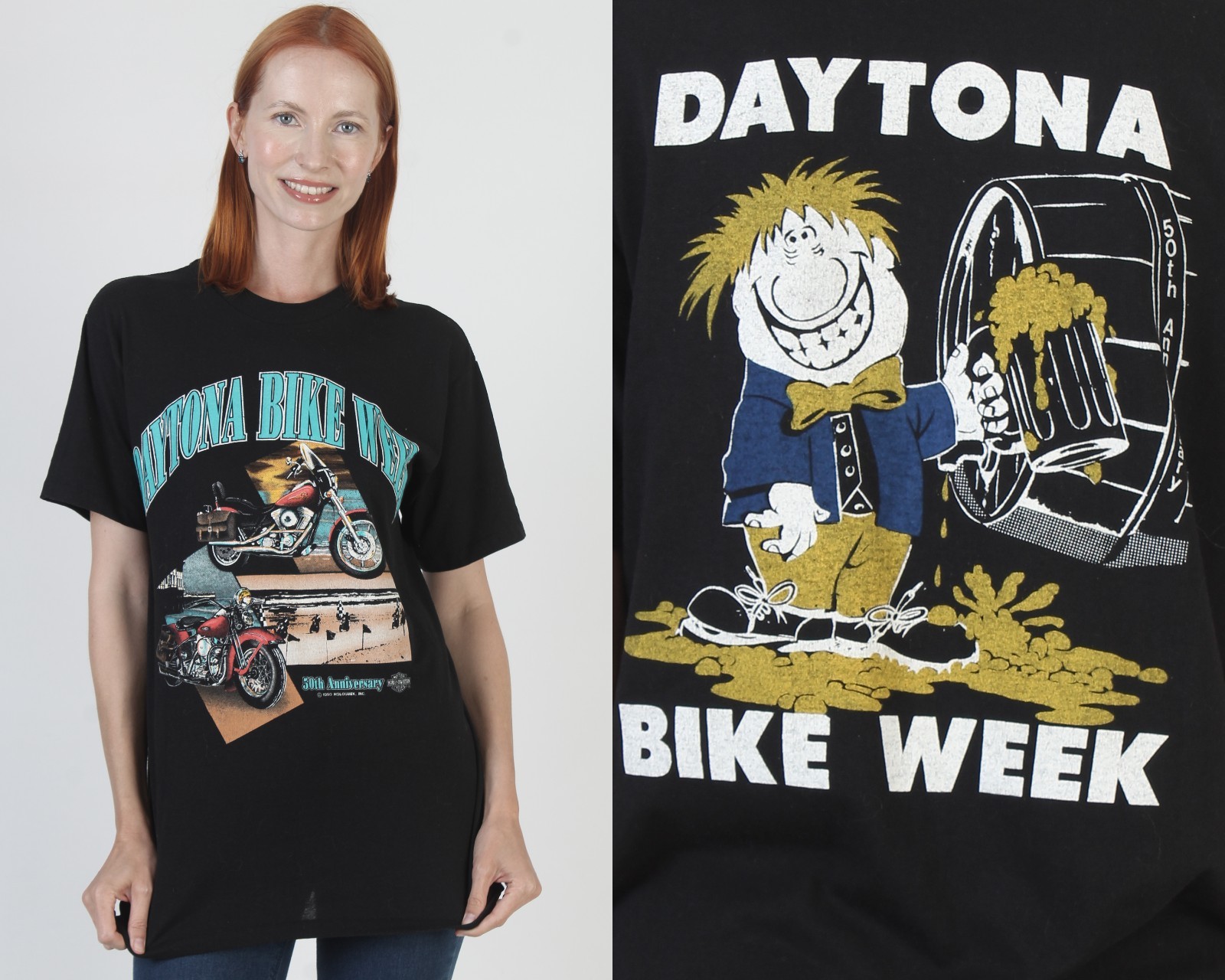 Vintage 1990 Harley Davidson T-Shirt Holoubek Daytona Bike Week Motorcycle Tee M