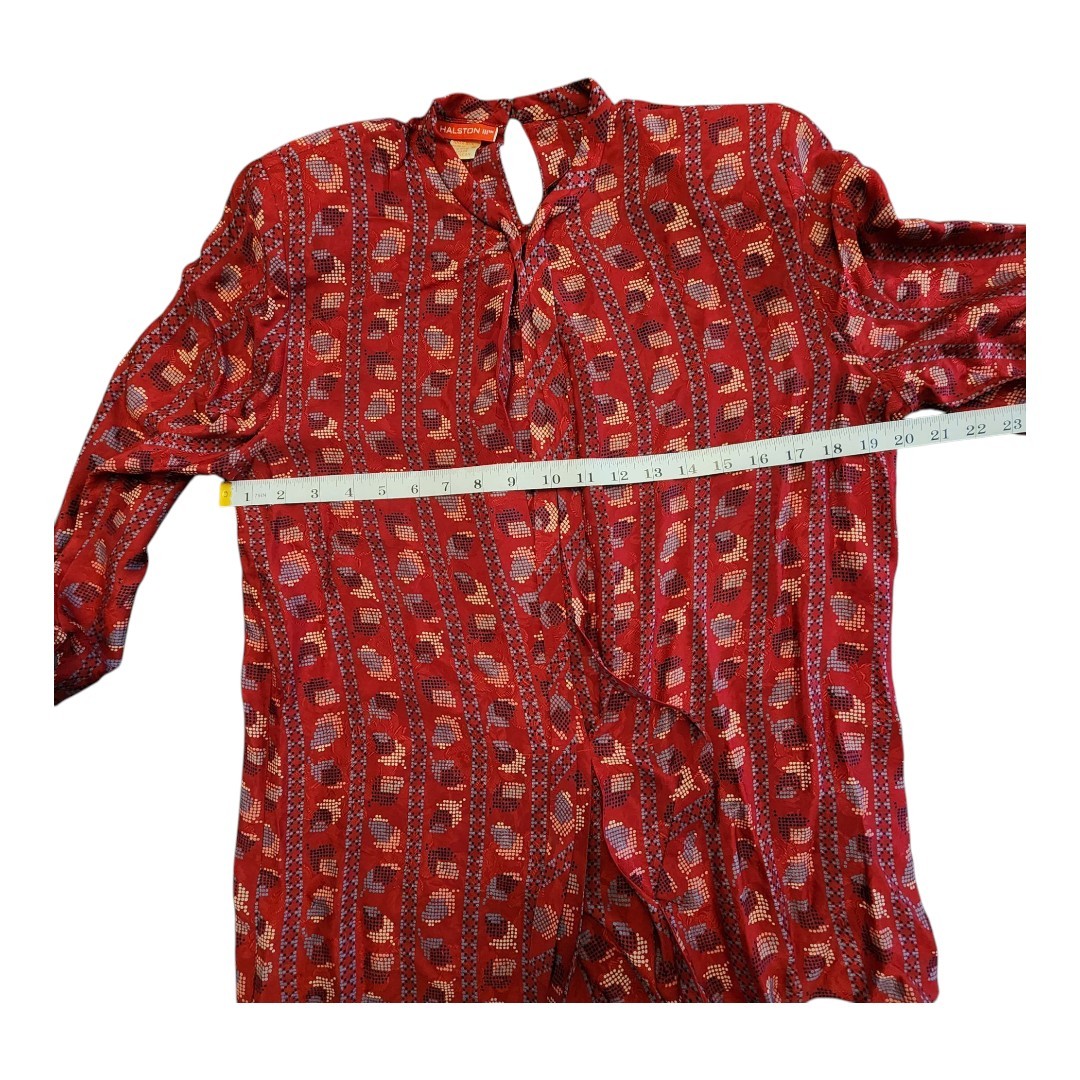 Halston III Vintage 80’s Red Floral Blouse Very Rare Super Condition Size 8 Silk