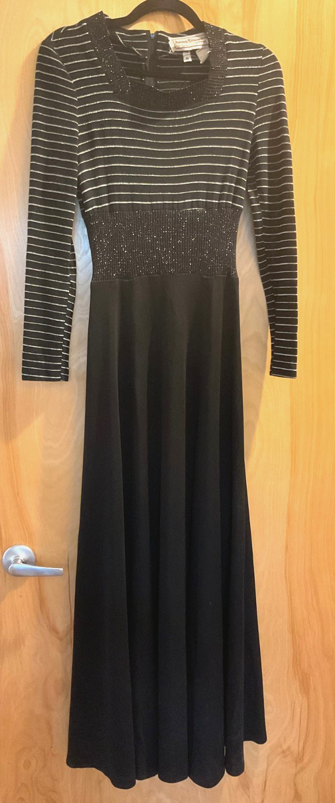 Very Vintage Young Edwardian by Arpeja Black & Silver Maxi Dress Size 9 Juniors