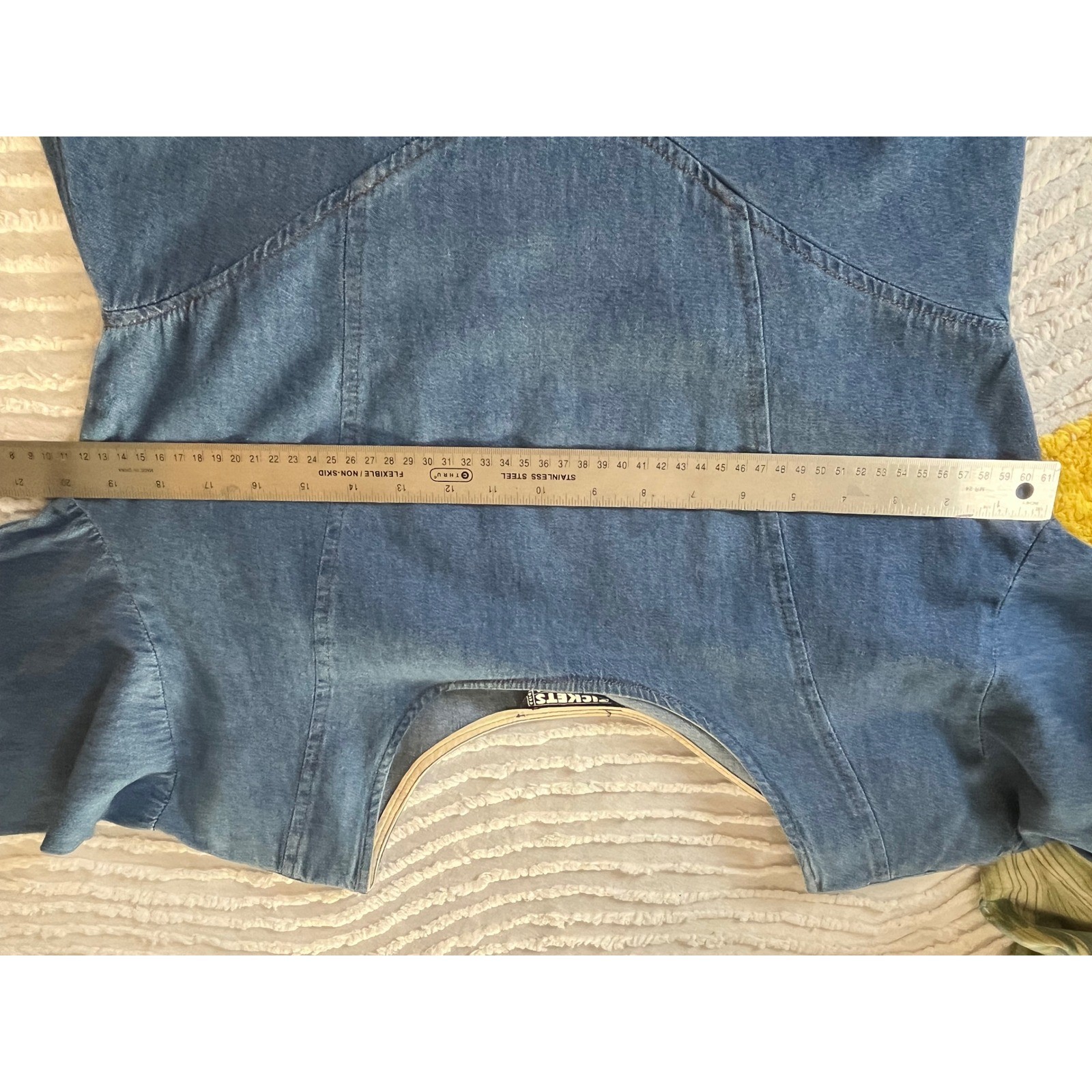 Vtg Womens Denim Long Sleeve Midi Dress Tickets California 80s Western Prarie LG