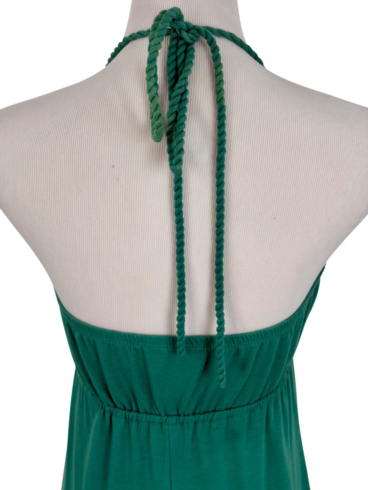L8ter Vintage 90s Casual Green Gray Black Striped Color Block Halter Maxi Dress
