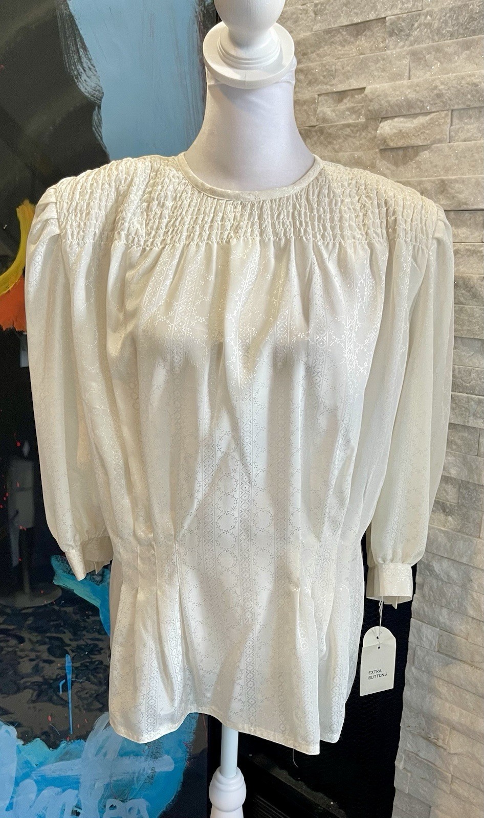 VTG 80s Nilani NWT Victorian Style White Blouse Shirt Top Back Buttons 9/10