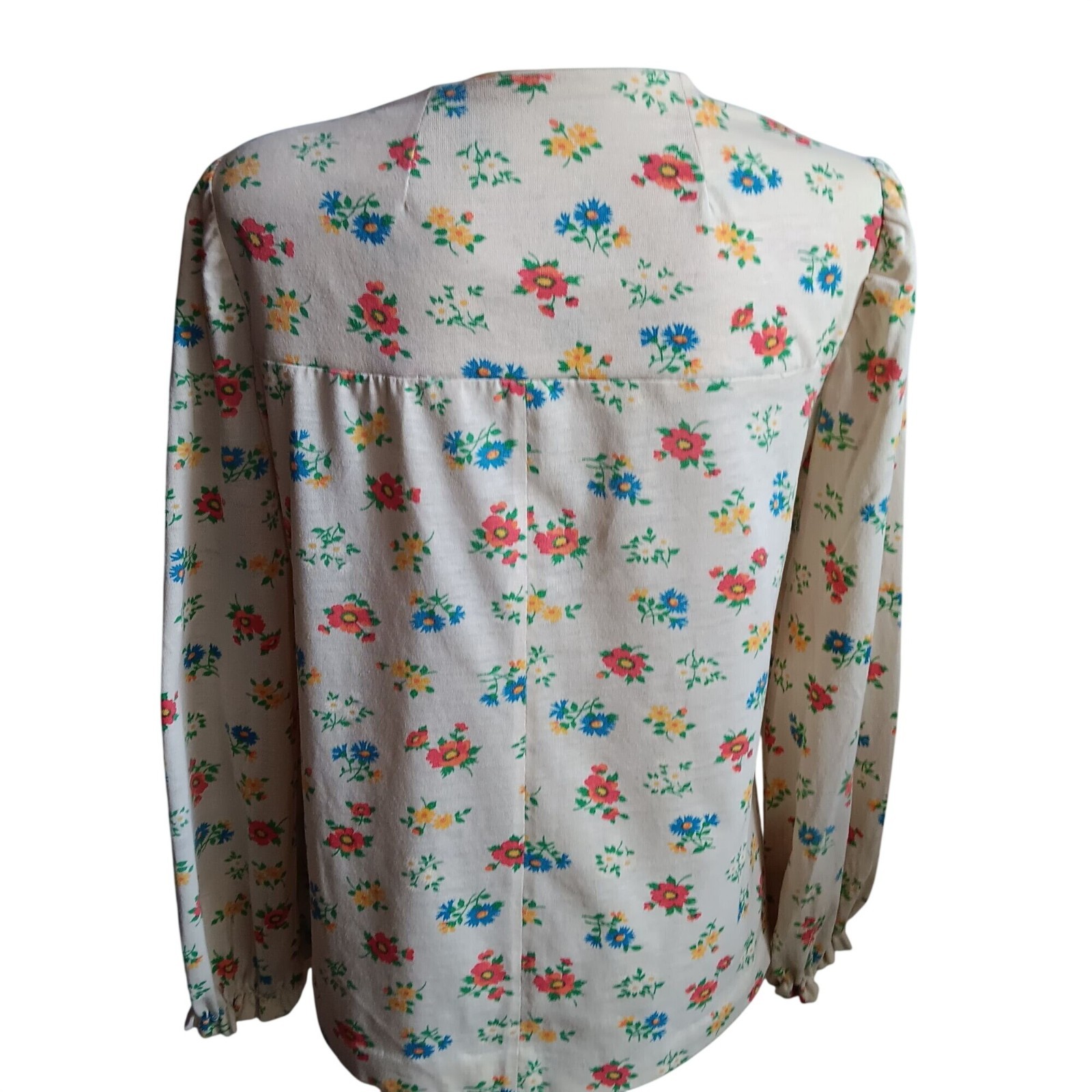 Womens Medium Vtg 70’s Peasant Top Blouse Floral Button-Down Hippie Groovy Mom