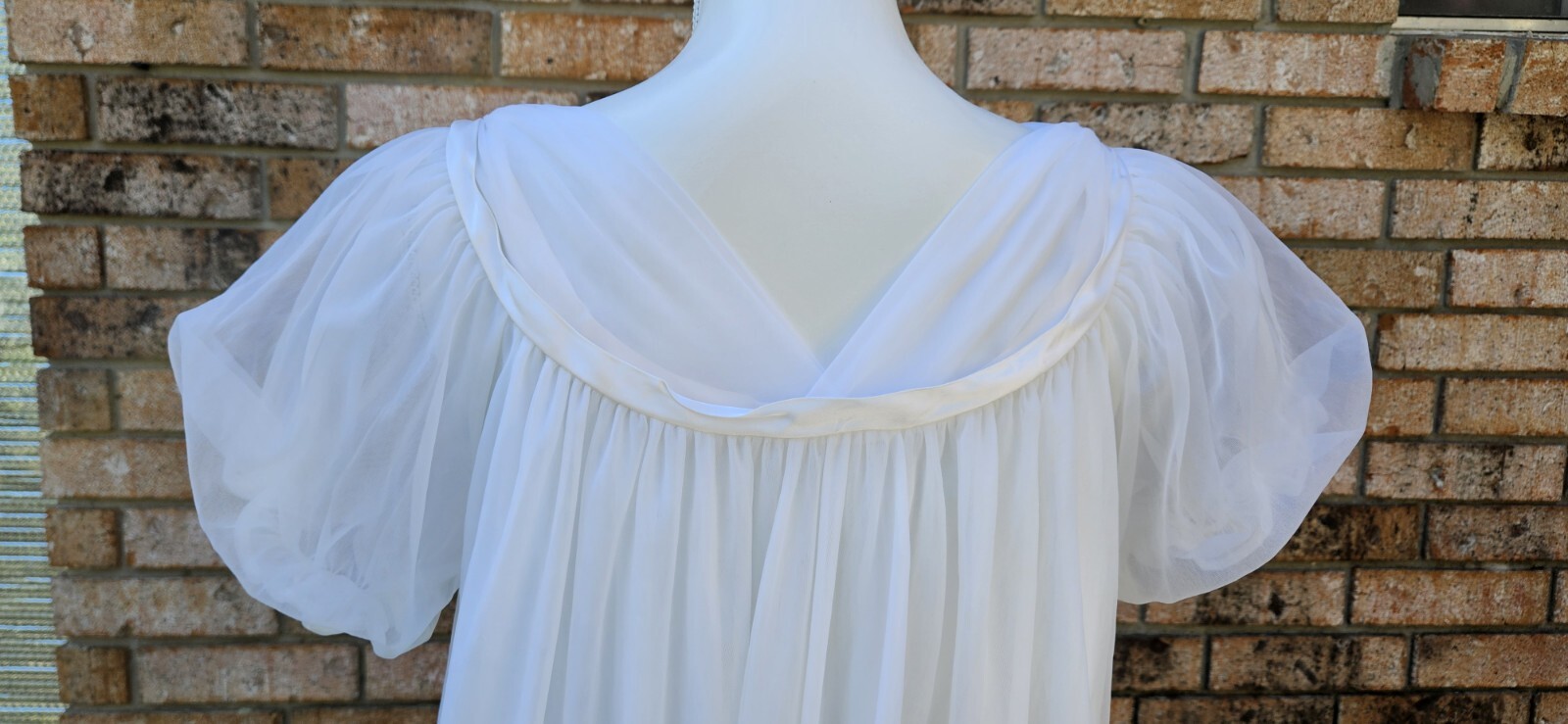 Vtg Jenelle of California Double Nylon Peignoir Nightgown Set Trimmed with Satin