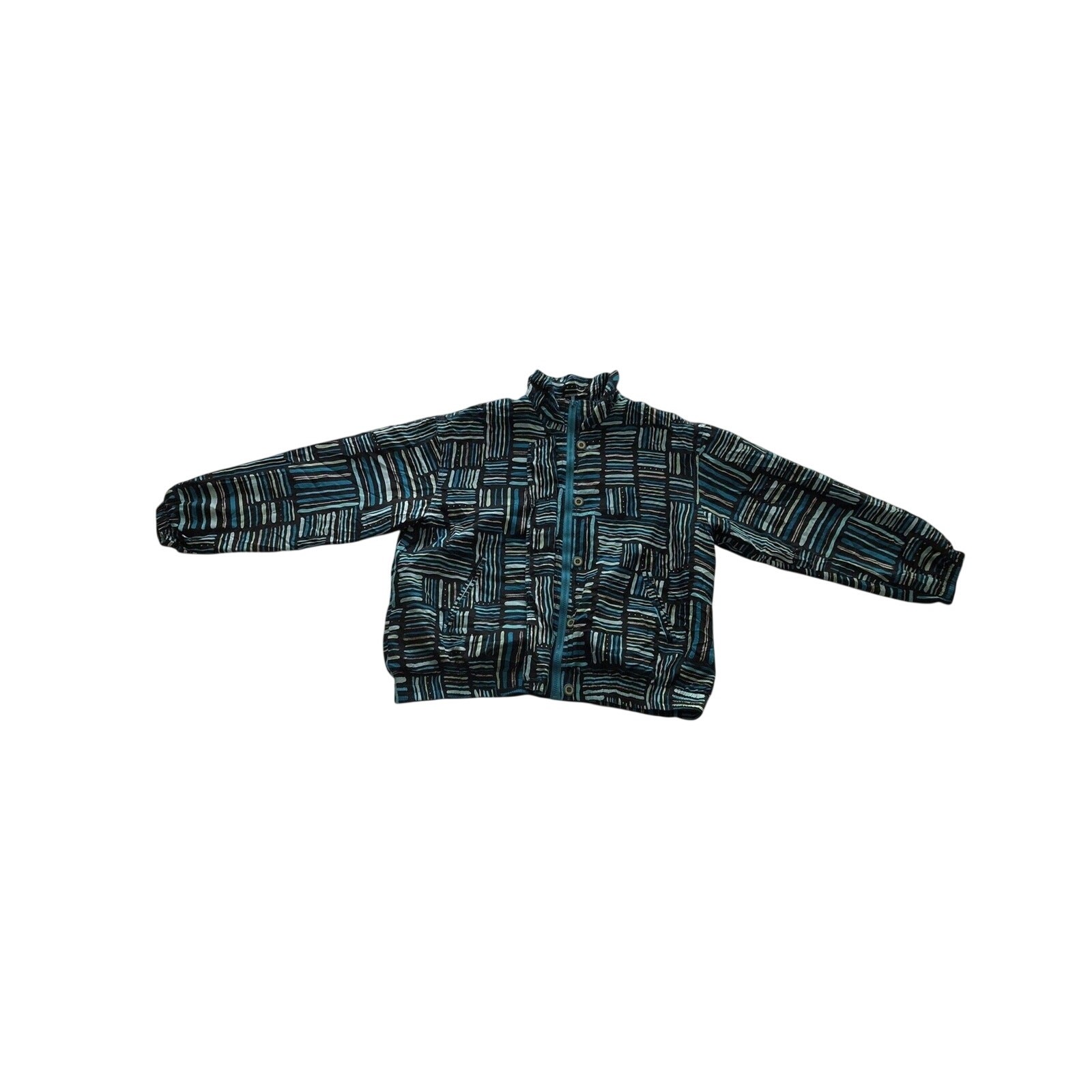 Silk Windbreaker Jacket Vintage Cervelle Blue Black Silver Size Large Lined