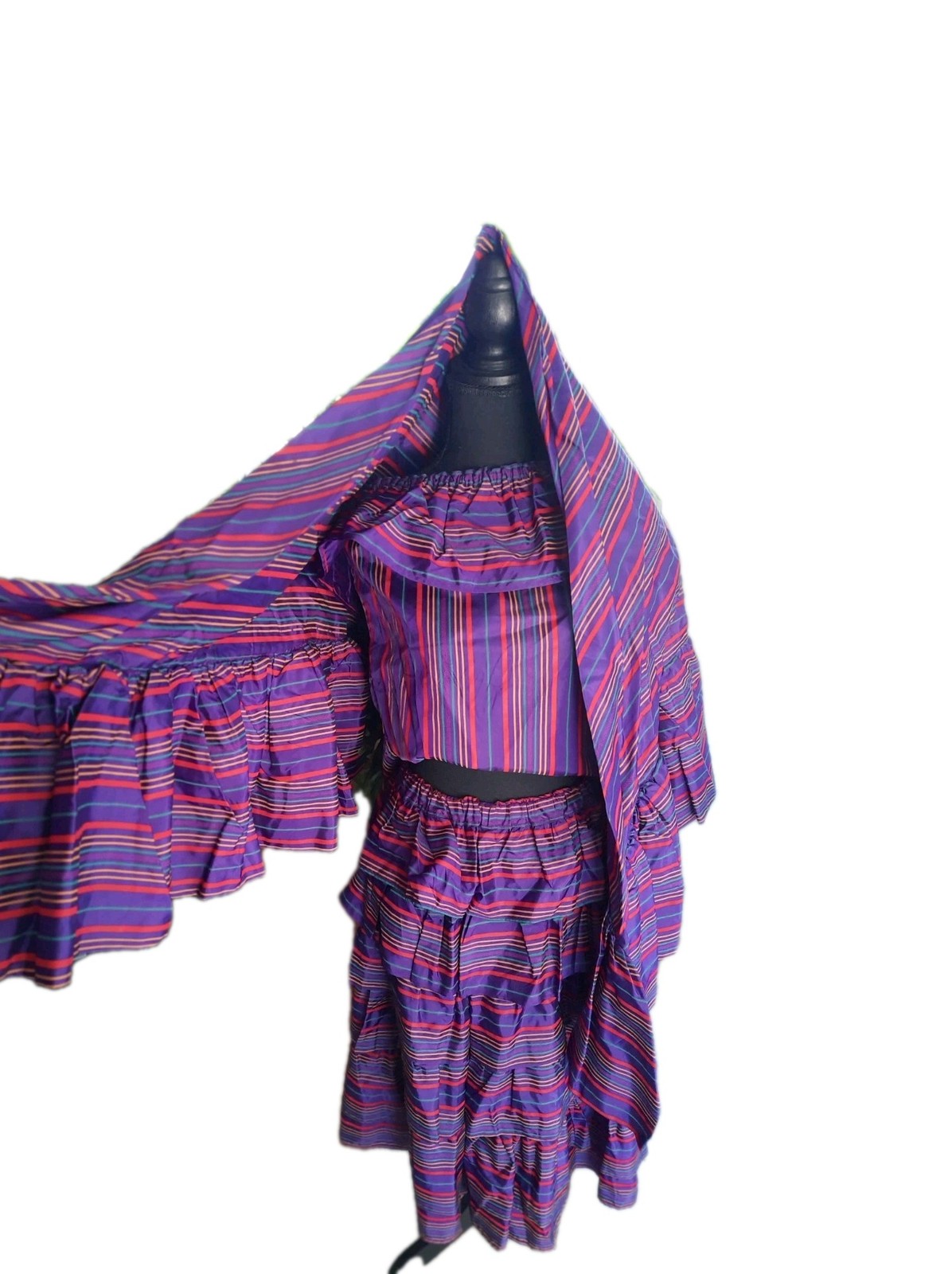 70s Disco 3 Piece Dress. Tube Top With Shawl And Skirt