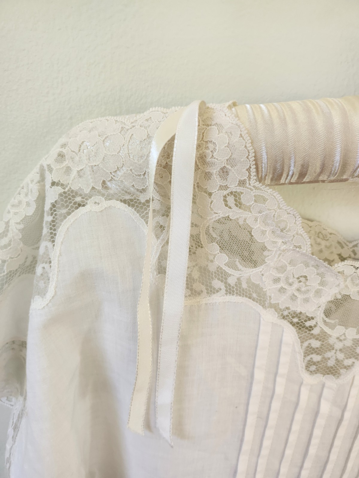 60s Vtg Edwardian Style White Lace Cotton Nightgown Cottagecore Montenero Sz Sm