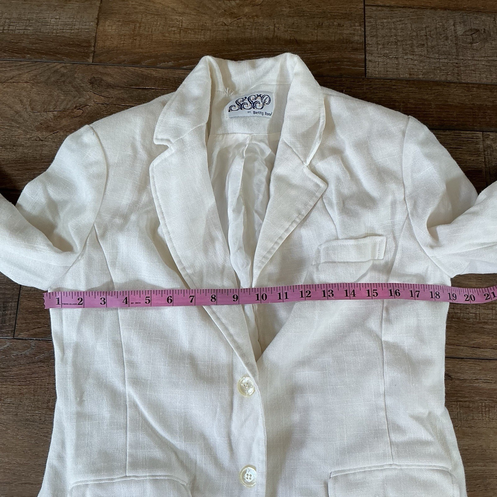 70s VTG SEP Betty Rose Blazer Women’s Size S Cream Linen Union USA Made #271111