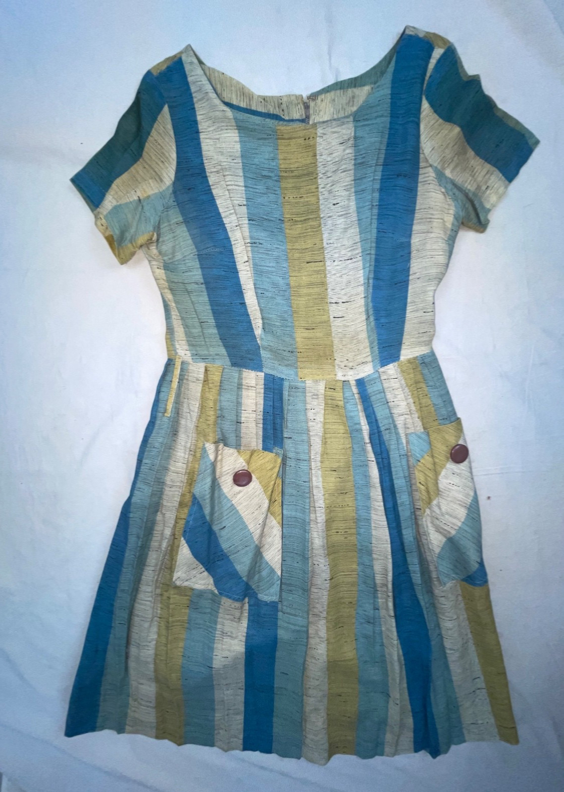 VINTAGE 60S 70S WOMENS STRIPE PARTY COCKTAIL MOD DISCO RETRO BLACK FLECK DRESS